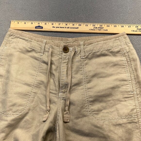 Eddie Bauer Pants Womens 10 Tall Beige‎ Linen Cargo Wide Leg,Pockets,Drawstring - Picture 4 of 16